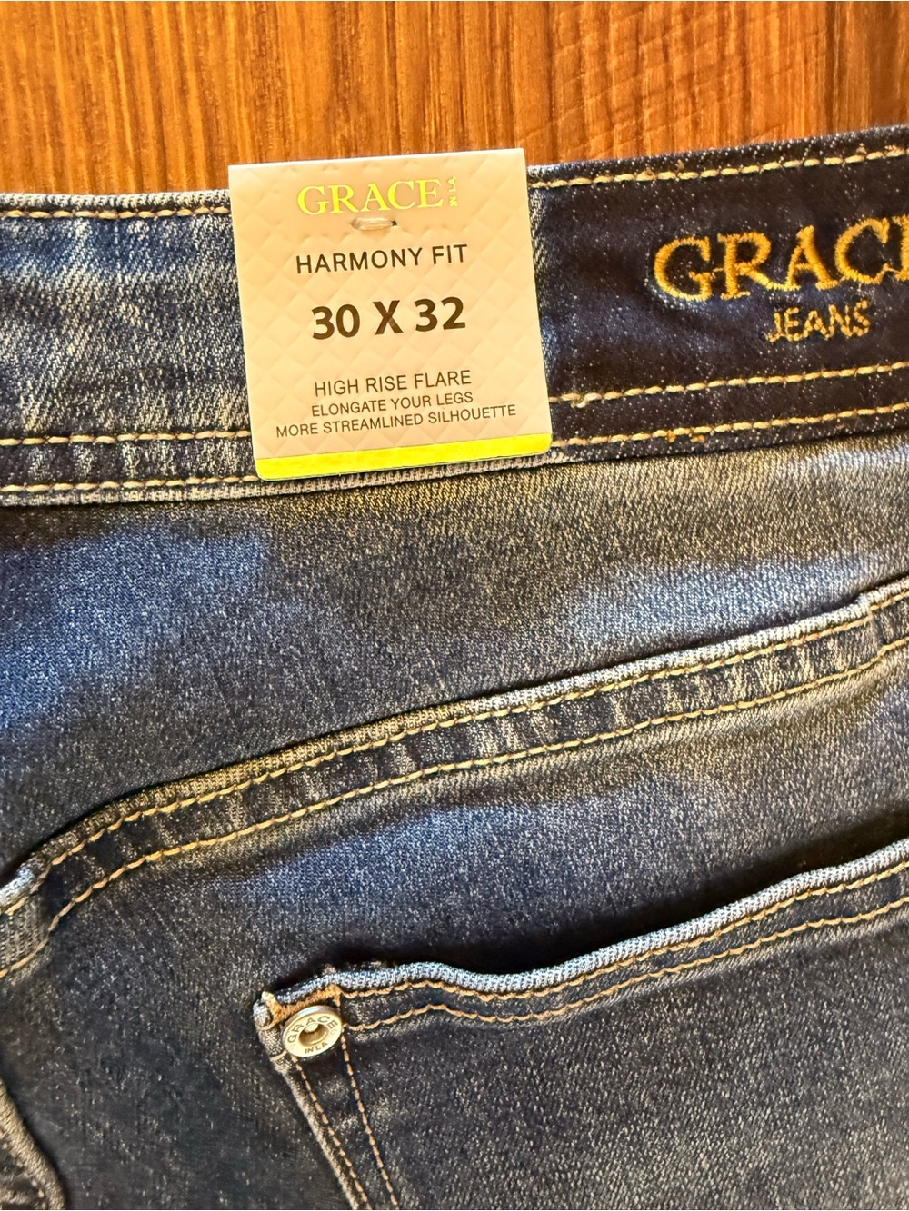Gracia Blue Flare Jeans with Multicolor Floral Embroidery - Picture 5 of 7